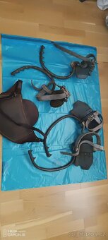 Staré stupačky na sloupy ap.,2páry+ochr.kož.beder.pás