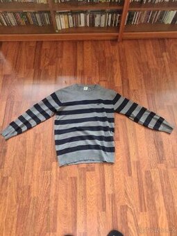 Pánský svetr Lacoste XL – pruhovaný, šedý / tmavě modrý