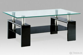 Nový konferenční stůl barva černý lesk / čiré sklo