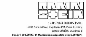 Rammstein Praha 12.5.2024 -  (TOP CENA)