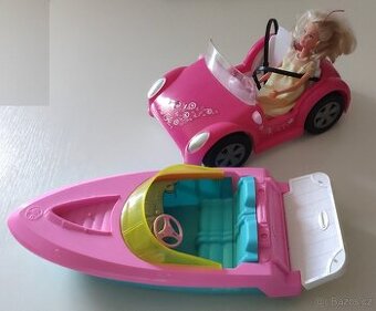 Barbie set - panenka-auto-vodní člun