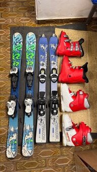 Dětské lyže 112cm a 100cm, boty, helmy