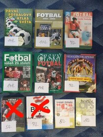 Knihy s fotbalovou tématikou.