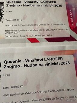 Prodám 2 lístky na Queenie
