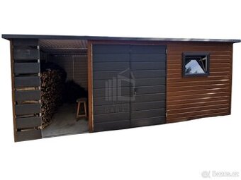Zahradní domek 4,5x3m + přístřešek 1,5m Dvoukřídlá vrata - O