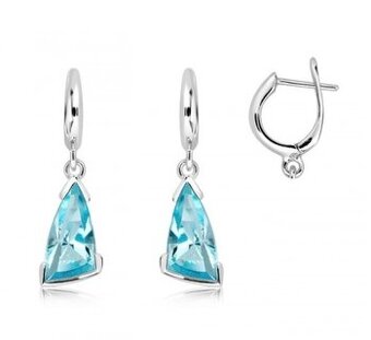 stříbrné náušnice s pravým modrým topazem visací