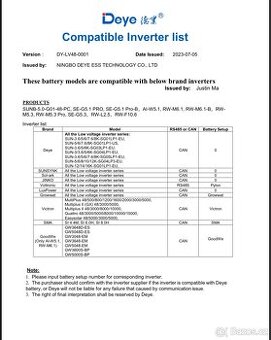 1x Baterie Deye RW-M6.1-B, nízkonapěťová LV