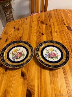 Porcelánové talíře kobalt+24k zlato