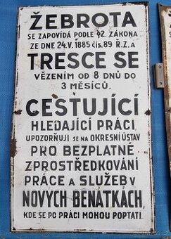 Velká smaltovana cedule ŽEBROTA Rakousko Uhersko