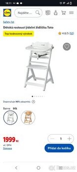 Dětská rostoucí jídelní židlička Toto