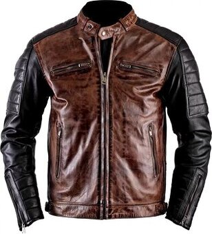 Moto Pánska Kožená Bunda Cafe Racer