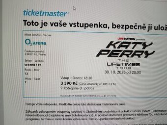 2 vstupenky na koncert katy perry