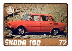 cedule plechová - Škoda 100 (dobová reklama)