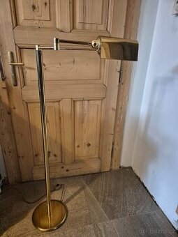 Mosazná stojací lampa, notářský styl, nastavitelná - funkční