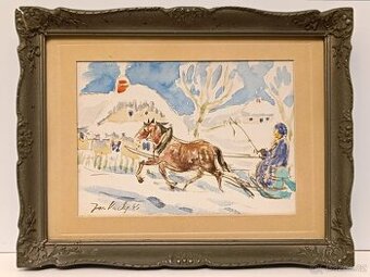 Obrazy Josef Vacke, Zima 1944, 27x21