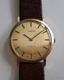 Pánské zlaté 14K náramkové hodinky Tissot Stylist