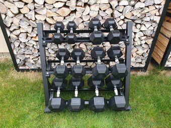 činky sada 210kg HEXA (5-30kg) + STOJAN