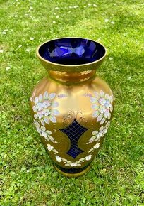 Skleněná zlacená a smaltovaná váza N.Bor