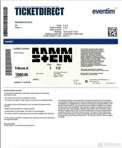 Rammstein v Praze, 11.05.2024, jeden Listek