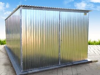 Plechová garáž 3x5 m, stavební bouda - 1