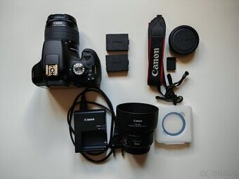 Canon EOS 2000D + 18–55mm + 50mm f/1.8 + příslušenství