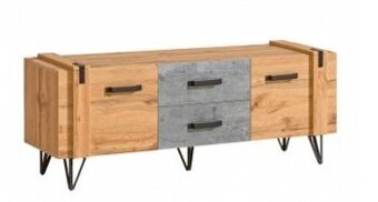 NOVÁ TV komoda / stolek LOFTER - LO7, Dub Wotan + Beton