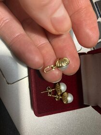 Zlatá sada 14kt s pravými perlami - náušnice a přívěsek