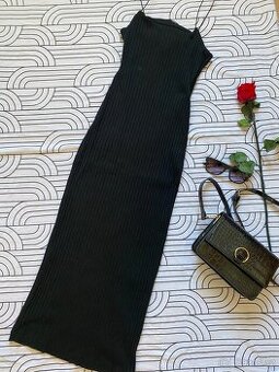 Zara Dlouhé černé šaty na ramínk M / 38 / 10·