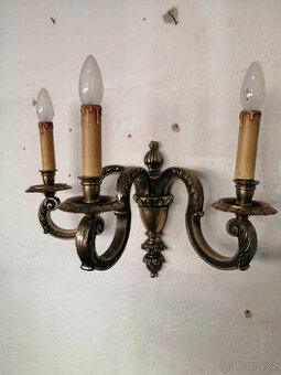 Nástěnná mosazná lampa okolo roku 1920 originál. - 1