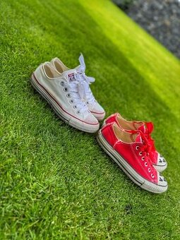 2x luxusní červené + bíle converse s kamínky Swarovski