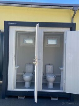Sanitární kontejner 220x120cm, nový 2x kabina s WC+umyvadlo
