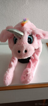 Plyšový jednorožec - NOVÁ čepice s funkčníma ušima