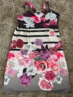 Dámské květinové růžové šaty Ateliér INA vel. 52