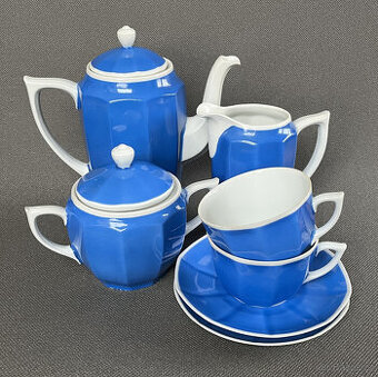 Art Deco Modrý servis pro dvě osoby, Stará Role