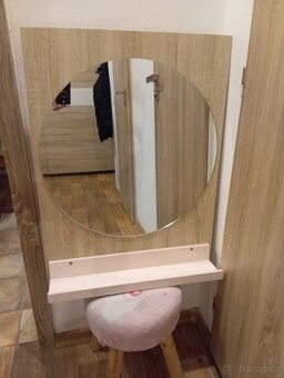 Zrcadlo s poličkou dekor dřeva (dub Sonoma) zrcadlo 55 cm