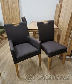 Nové jídelní židle hnědé + dub masiv 6 ks