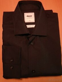 Pánská skinny černá košile Next/35-XS/2x45cm