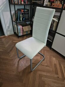 Jídelní židle, bílá koženka