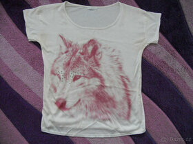 Lehké tričko, triko s vlkem, vlk Promod, vel. XL