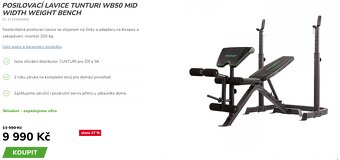 posilovací lavice Tunturi WB50 MID WIDTH WEIGHT BENCH