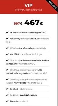 2 VIP vstupenky na transformační trénink objev svoji sílu
