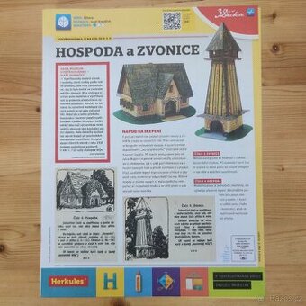 Vystřihovánky hospoda, zvonice a světelná křižovatka