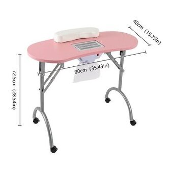 skládací přenosný manikúrní stůl na kolečkách