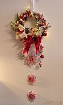 Věnec Vánoční  červeno-růžový