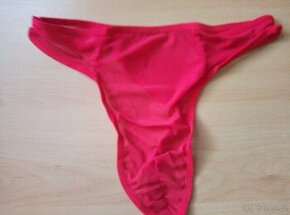 Pánské červené poloprůhledné tanga