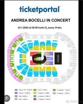 Vstupenky na koncert Andrea Bocelli 24.1.