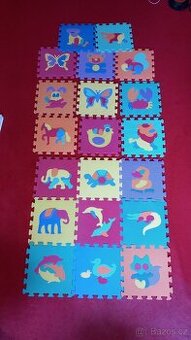 Pěnové puzzle, herní podlaha, 20 ks, zvířátka
