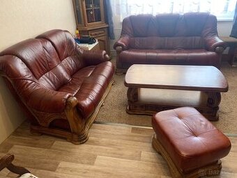 Rustikální kožená sedací souprava (nerozkládací)
