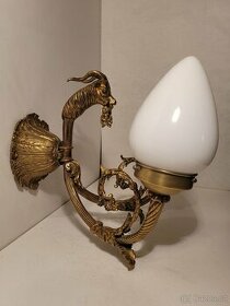 starožitná nástěnná lampička, mosazná lampa, TOP stav
