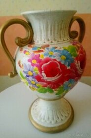 Nádherná, ručně malovaná amfora z italské keramiky